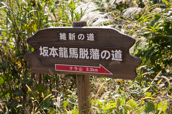脱藩の道標「ナラ山 3.3km」12時41分。