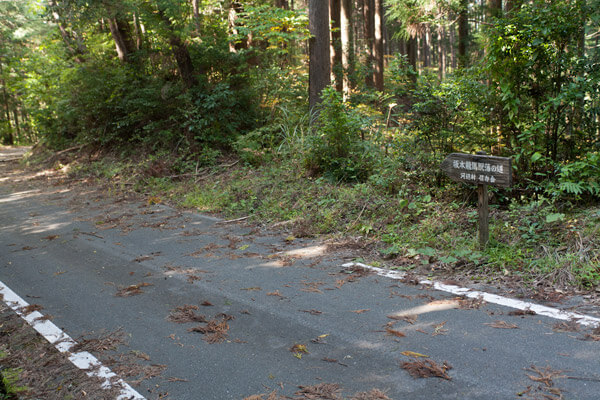 封事ヶ峠を越え、舗装道路と交差しながら進みます。1時37分。