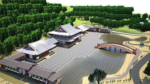 鎌倉市と湘南工科大学による永福寺の再現CG。