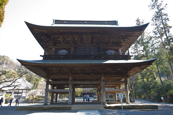 三門(三解脱門)。空・無相・無願を象徴しています。数多くの執着を取り払ってから、佛殿(涅槃・解脱)へと至るための門です。日頃の心構えを崩してみましょう。