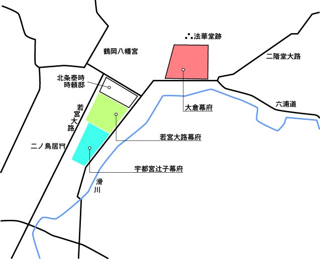 鎌倉幕府所在地図 大蔵幕府跡