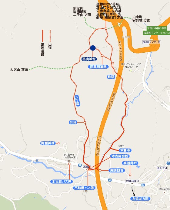 畠山城址の地図