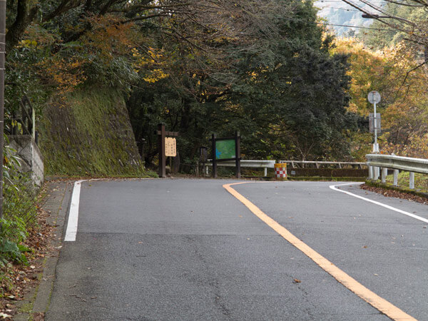 鎖雲寺から2、3分県道を歩くと左手に須雲川自然探勝歩道の入口がみえてきます。
